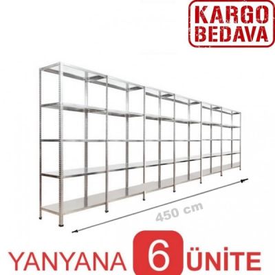 Çelik Depo Raf 43x450x200 5 Katlı